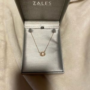 Rose gold, rose quartz and sapphire necklace worn once